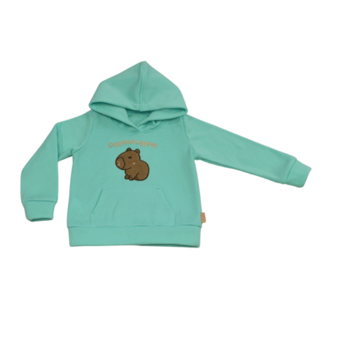 1 Buzo Hoodie Capybara Menta Niña