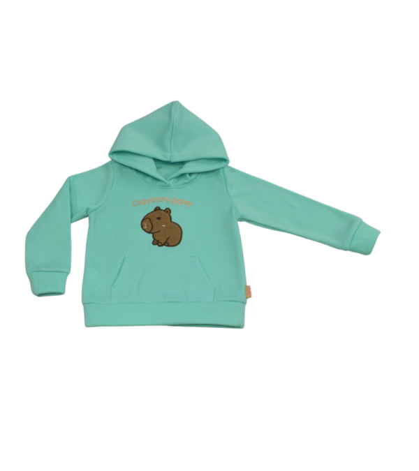 1 Buzo Hoodie Capybara Menta Niña