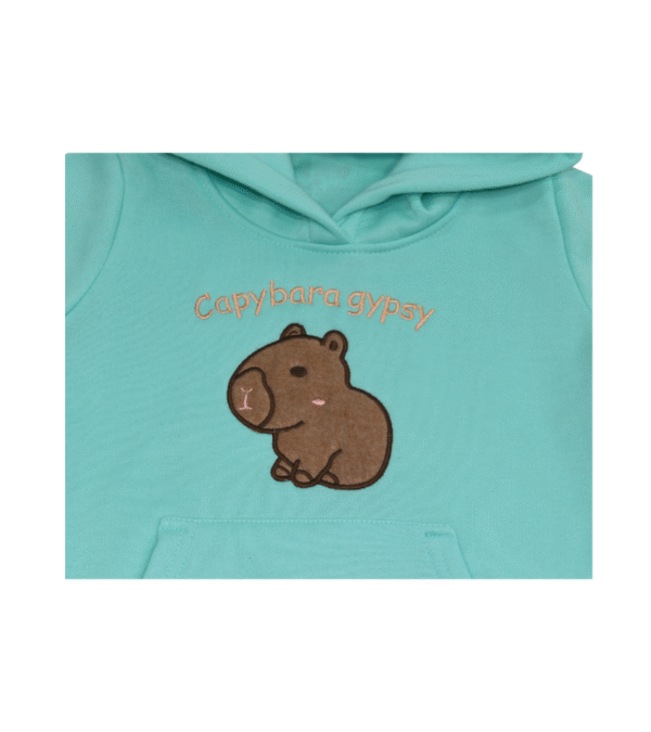 2 Buzo Hoodie Capybara Menta Niña