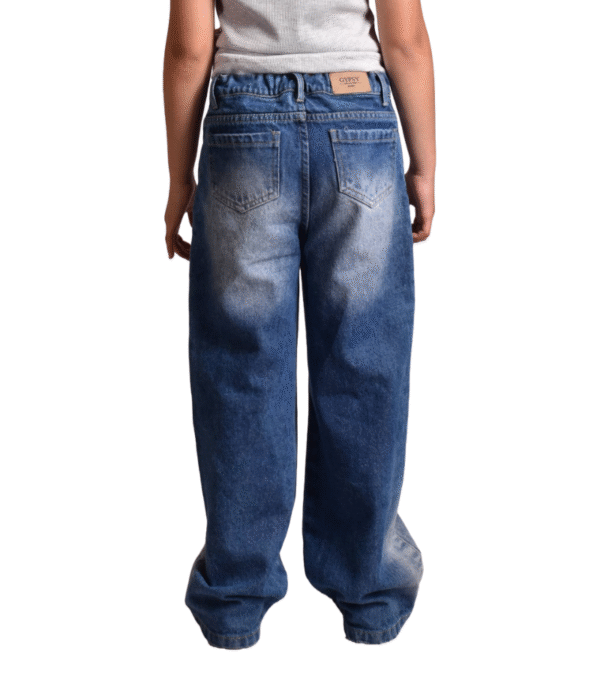 2 Jean Ancho Bloques Azul Medio Niña